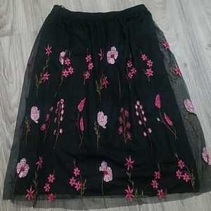 Floral black skirt